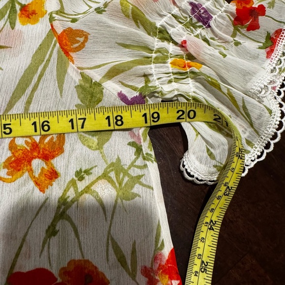 Alex & Lily Floral Lace-Trim Short Sleeve Women's Top - Picture 8 of 9